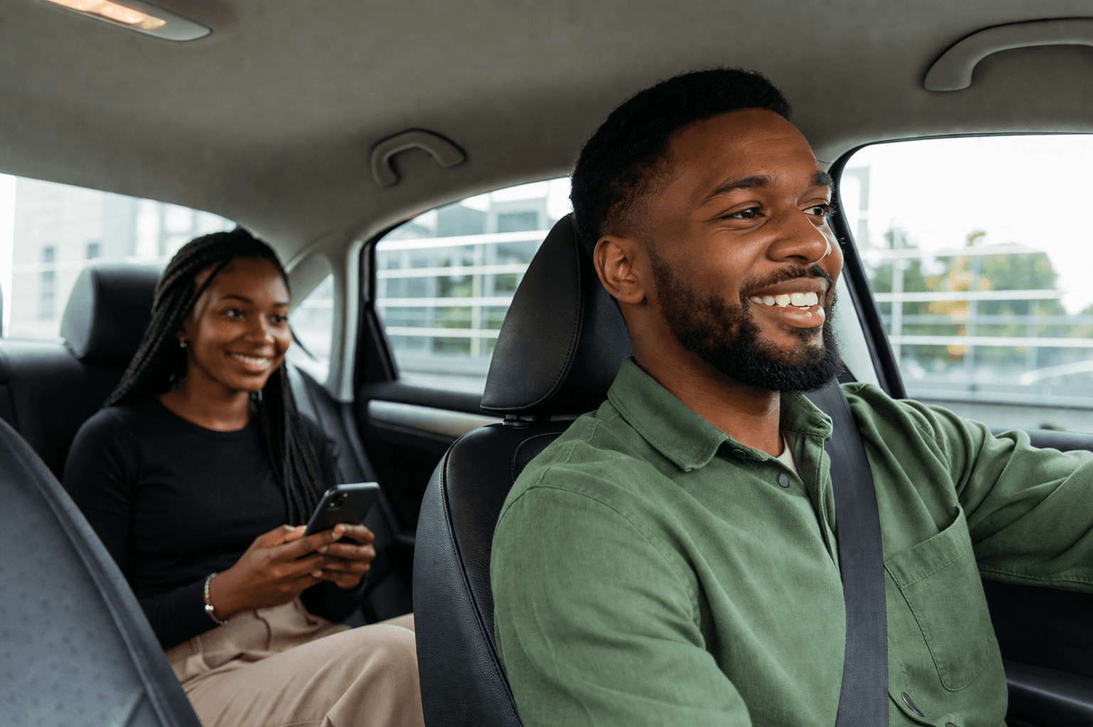 Man and woman in car